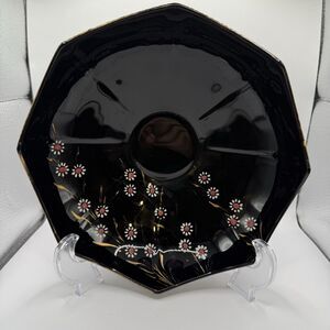 Vintage 30s Imperial Glass “Cosmos” Daisy Pattern Black Amethyst Bowl Depression